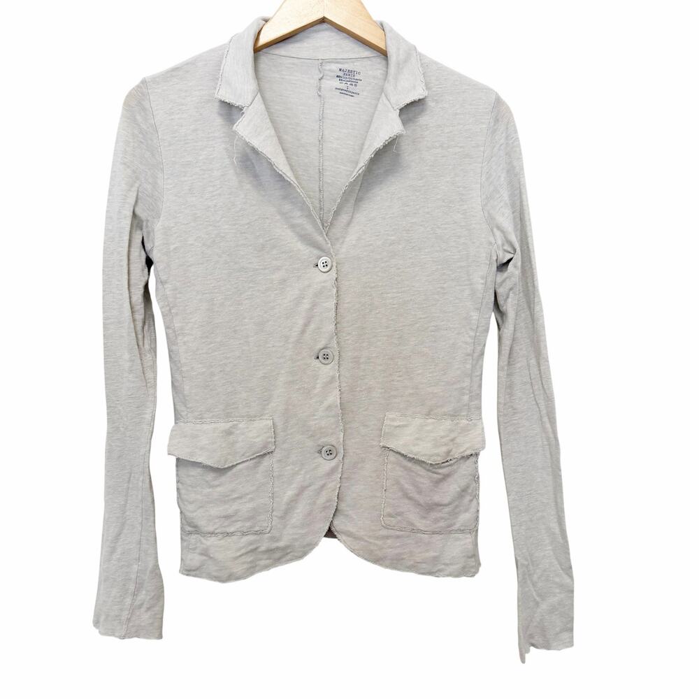 Majestic Paris Cream Linen Silk Cardigan Lagenlook Sz XS